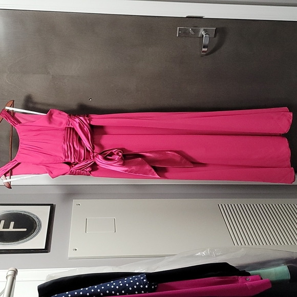 Hot Pink Satin & Chiffon Formal Dress, Size 14 - Picture 14 of 15